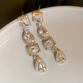 Elegant Gold-Tone Crystal Drop Earrings