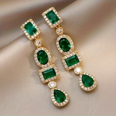 Luxury Emerald Multi-Stone Drop Earrings
