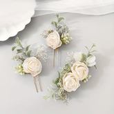 3-Piece Ivory Rose Bridal Hair Pin Set