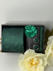 Emerald Green Floral Tie Gift Set
