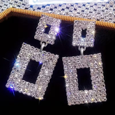 Crystal Square Drop Earrings – Bold Geometric Glam