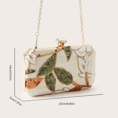 Elegant Floral Sequin Box Clutch