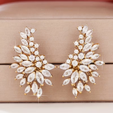 Gold Crystal Leaf Statement Earrings