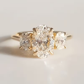 18K Gold Plated Three-Stone Crystal Ring