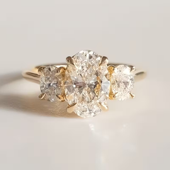 18K Gold Plated Three-Stone Crystal Ring