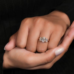 18K Gold Plated Three-Stone Statement Ring