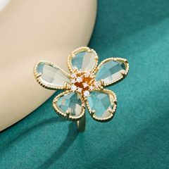 Turquoise Floral Adjustable Statement Ring