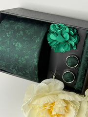 Emerald Green Floral Tie Gift Set