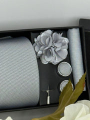 Silver Grey Luxury Textured Tie Gift Set