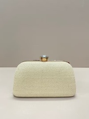 Blue Floral Embroidered Evening Clutch