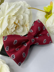 Burgundy Paisley Bow Tie