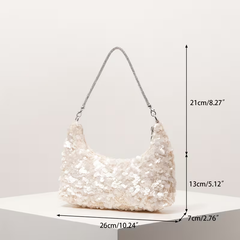 Women's Beige Sequin Shoulder Bag
