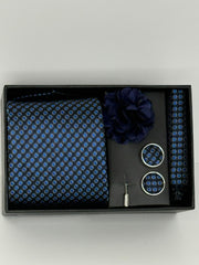Black & Electric Blue Dot Luxury Tie Gift Set