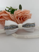 Luxury White Satin Rhinestone Bow Tie
