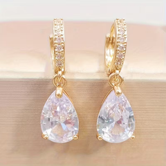 Gold Pavé Hoop Teardrop Crystal Earrings
