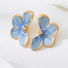 Light Blue Floral Earrings – Soft & Elegant Statement