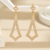 Golden Geometric Rhinestone Drop Earrings