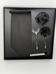Premium Black Diamond Texture Luxury Tie Set