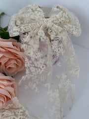 Large 2-Piece Dovetail Lace Bow Set with Floral Accent