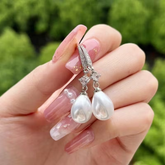 Elegant Pearl Drop Earrings – Classic Crystal & Teardrop Pearl Design
