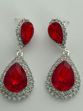 Red Teardrop Crystal Drop Earrings
