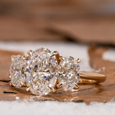 18K Gold Plated Three-Stone Statement Ring