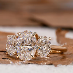 18K Gold Plated Three-Stone Statement Ring