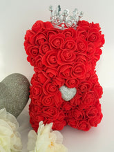 Red Rose Teddy Bear with Crown & Crystal Heart