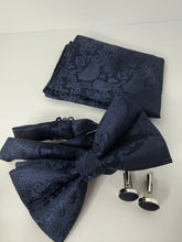 Navy Paisley Bow Tie & Cufflink Set