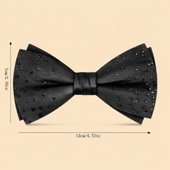 Black Rhinestone Bow Tie & Pocket Square Set