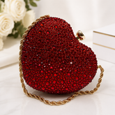 Luxury Red Crystal Heart Clutch Purse