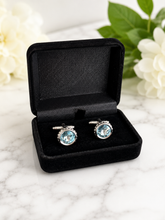 Luxury Silver Blue Crystal Cufflinks for Men