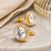 Luxury Golden Crystal Cufflinks for Men