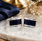 Luxury Blue Sandstone Silver Cufflinks