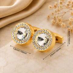 Luxury Gold Crystal Halo Cufflinks
