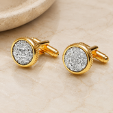Luxury Gold Druzy Crystal Round Cufflinks