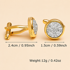 Luxury Gold Druzy Crystal Round Cufflinks
