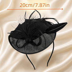 Luxury Black Feather Fascinator Hat for Women