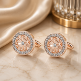 Luxury Rose Gold Tone Crystal Cufflinks