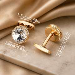 Luxury Golden Crystal Cufflinks for Men