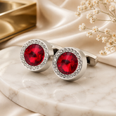 Red Round Cufflinks for Men