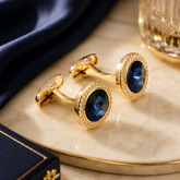 Golden Blue Crystal Cufflinks for Men