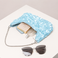 Women's Light Blue Sequin Shoulder Bag