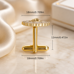 Gold Lion Head Crystal Cufflinks