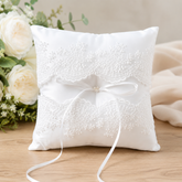 Elegant White Lace Wedding Ring Bearer Pillow