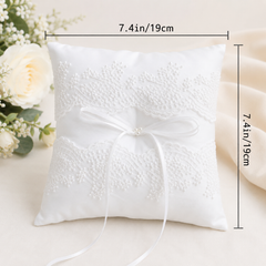 Elegant White Lace Wedding Ring Bearer Pillow