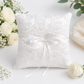 Elegant White Satin Lace Ring Bearer Pillow