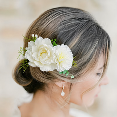 White Floral Bridal Hair Comb