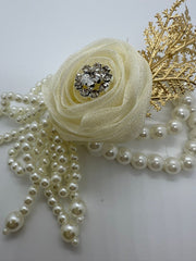 Ivory Pearl & Crystal Bloom Corsage