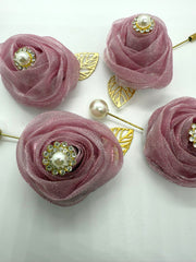 Mauve Pearl & Crystal Lapel Pin